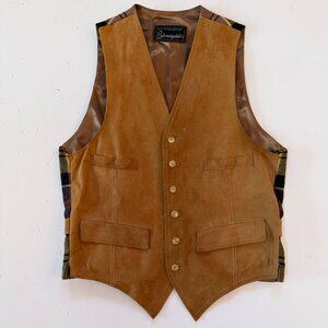 Vintage Bloomingdales Men's Suede Tartan Plaid Vest
